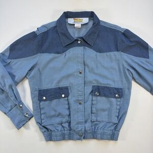 BACK TO THE FUTURE Marty McFly Snap Bomber Jacket Mens Medium Chambray Blue